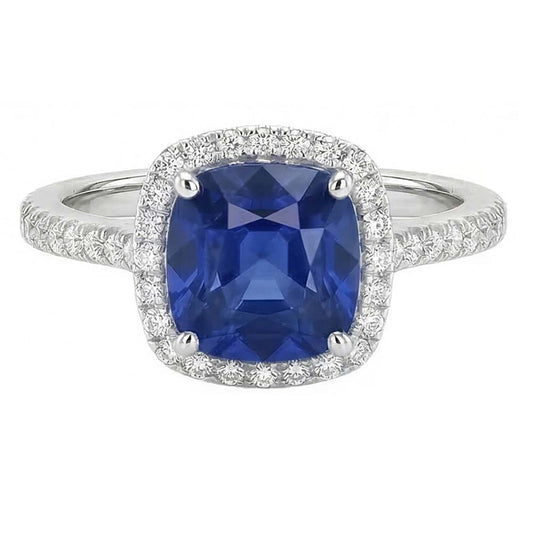 Natural Sapphire Ring 4ct - White Gold 14K