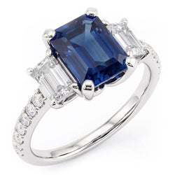 Natural Sapphire Ring 4ct - White Gold 14K