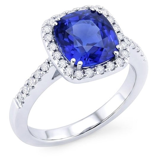 Natural Sapphire Ring 4ct - White Gold 14K