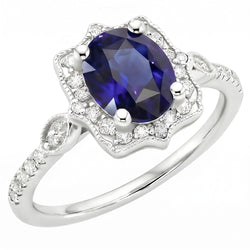 Natural Sapphire Ring 4ct - White Gold 14K