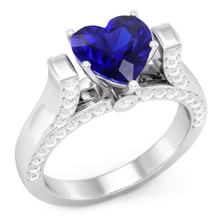 Natural Sapphire Ring 4ct - White Gold 14K