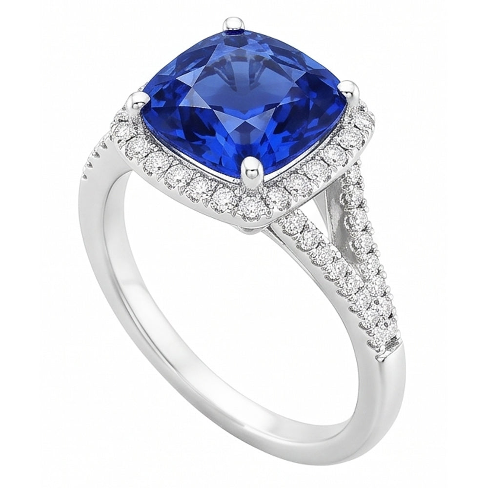 Natural Sapphire Ring 4ct - White Gold 14K