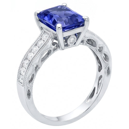 Natural Sapphire Ring 4ct - White Gold 14K