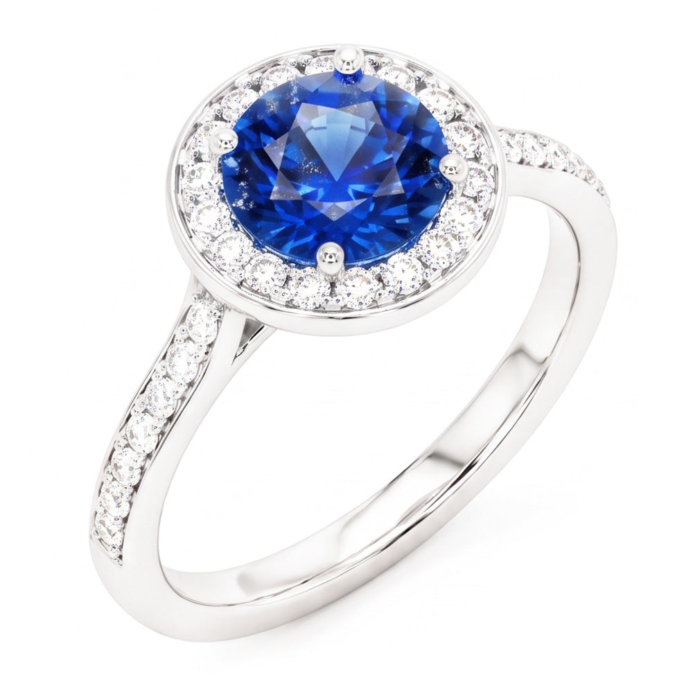 Natural Sapphire Ring 4ct - White Gold 14K