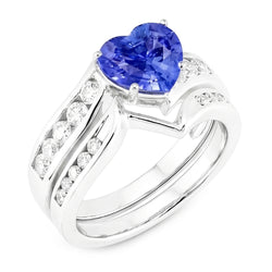 Natural Sapphire Ring 4ct - White Gold 14K