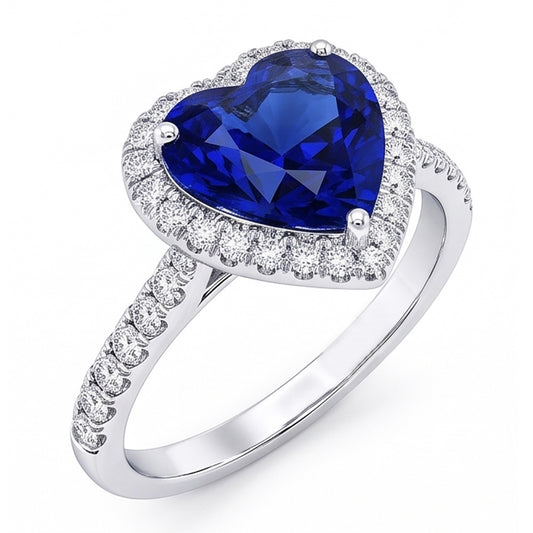 Natural Sapphire Ring 4ct - White Gold 14K