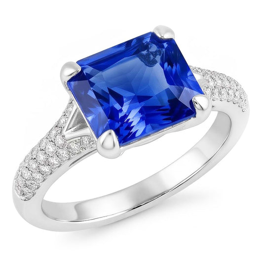 Natural Sapphire Ring 4ct - White Gold 14K