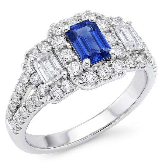 Natural Sapphire Ring 4ct - White Gold 14K