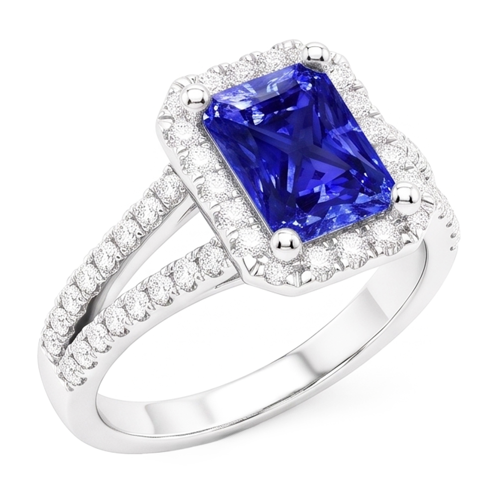 Natural Sapphire Ring 4ct - White Gold 14K