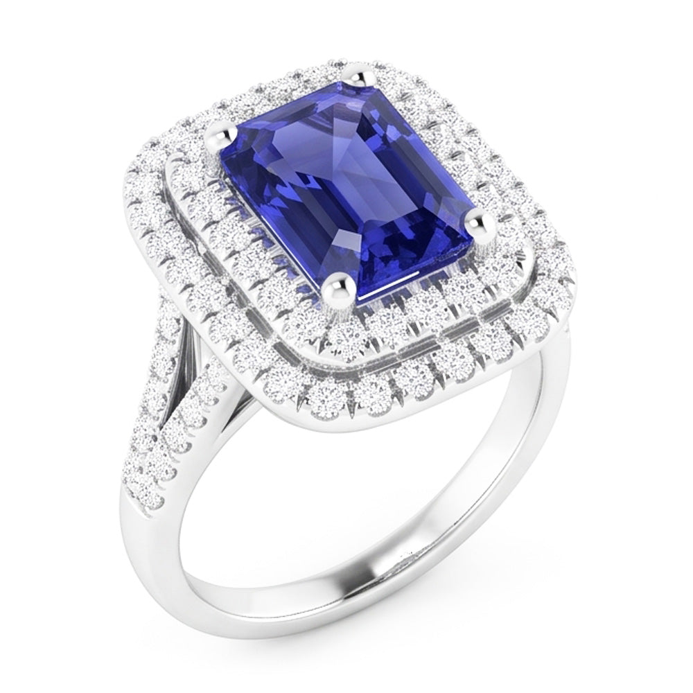 Natural Sapphire Ring 4ct - White Gold 14K