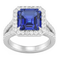 Natural Sapphire Ring 4ct - White Gold 14K