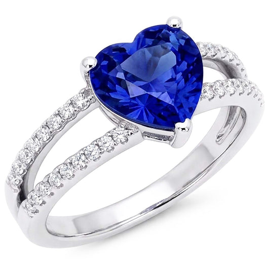 Natural Sapphire Ring 4ct - White Gold 14K