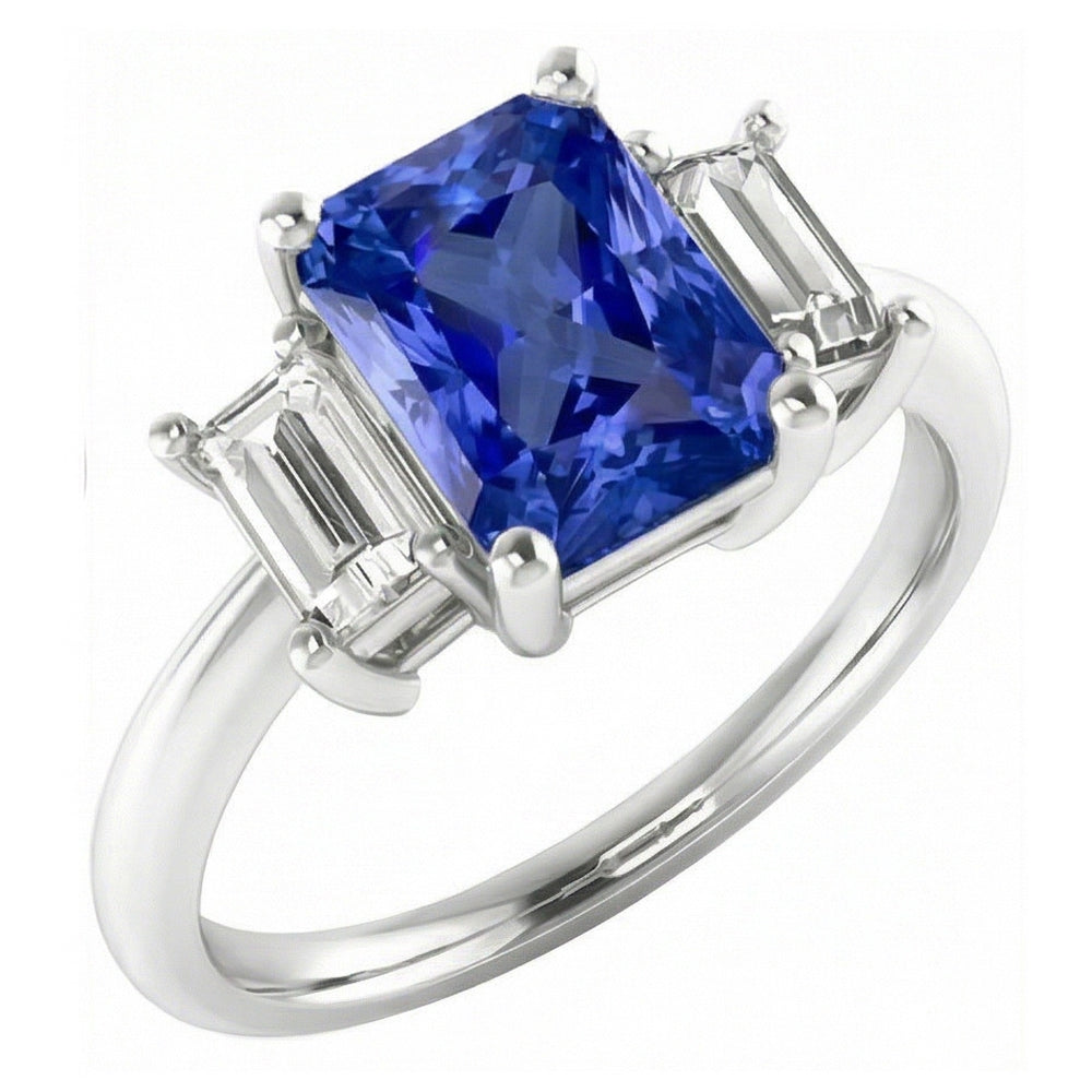 Natural Sapphire Ring 4ct - White Gold 14K