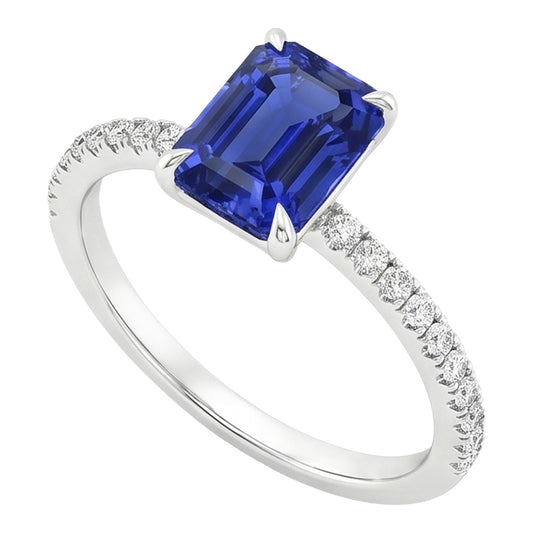 Natural Sapphire Ring 4ct - White Gold 14K