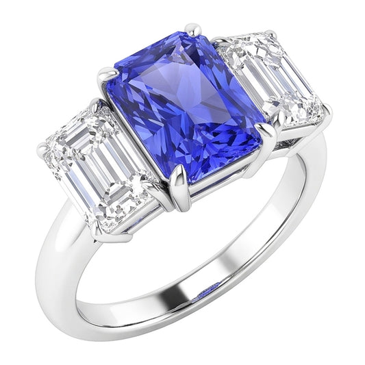 Natural Sapphire Ring 4ct - White Gold 14K