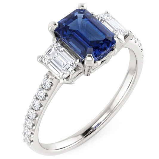 Natural Sapphire Ring 4ct - White Gold 14K