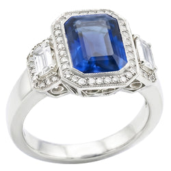 Natural Sapphire Ring 4ct - White Gold 14K