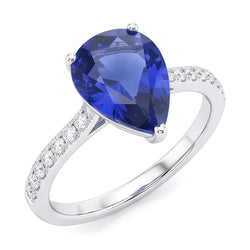 Natural Sapphire Ring 4ct - White Gold 14K