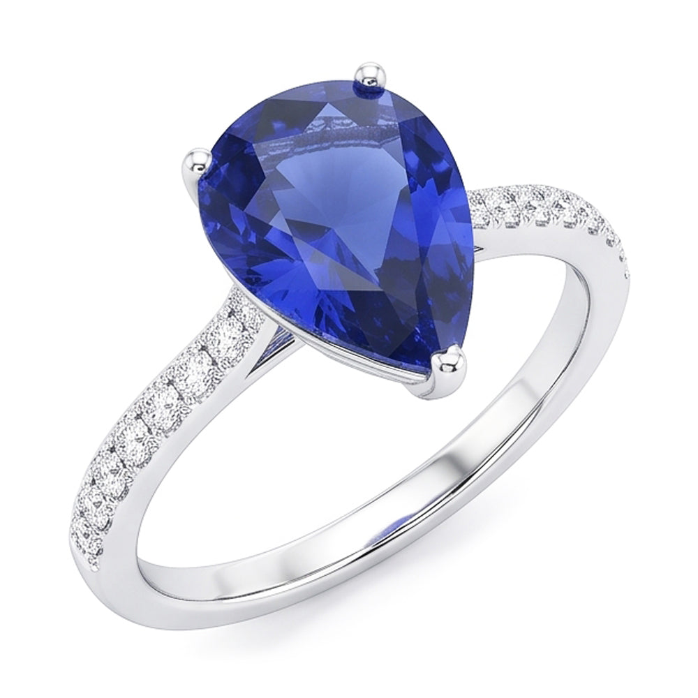 Natural Sapphire Ring 4ct - White Gold 14K