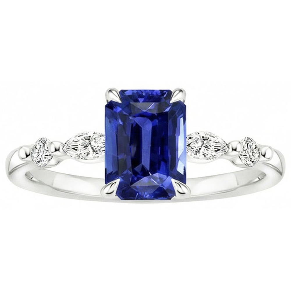 Natural Sapphire Ring 4ct - White Gold 14K