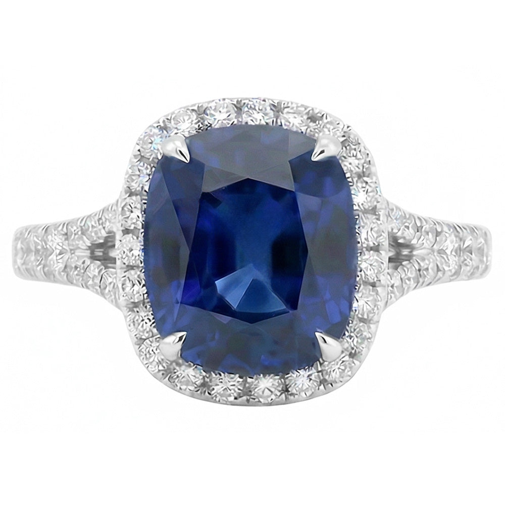 natural round sapphire 4ct ring side angle