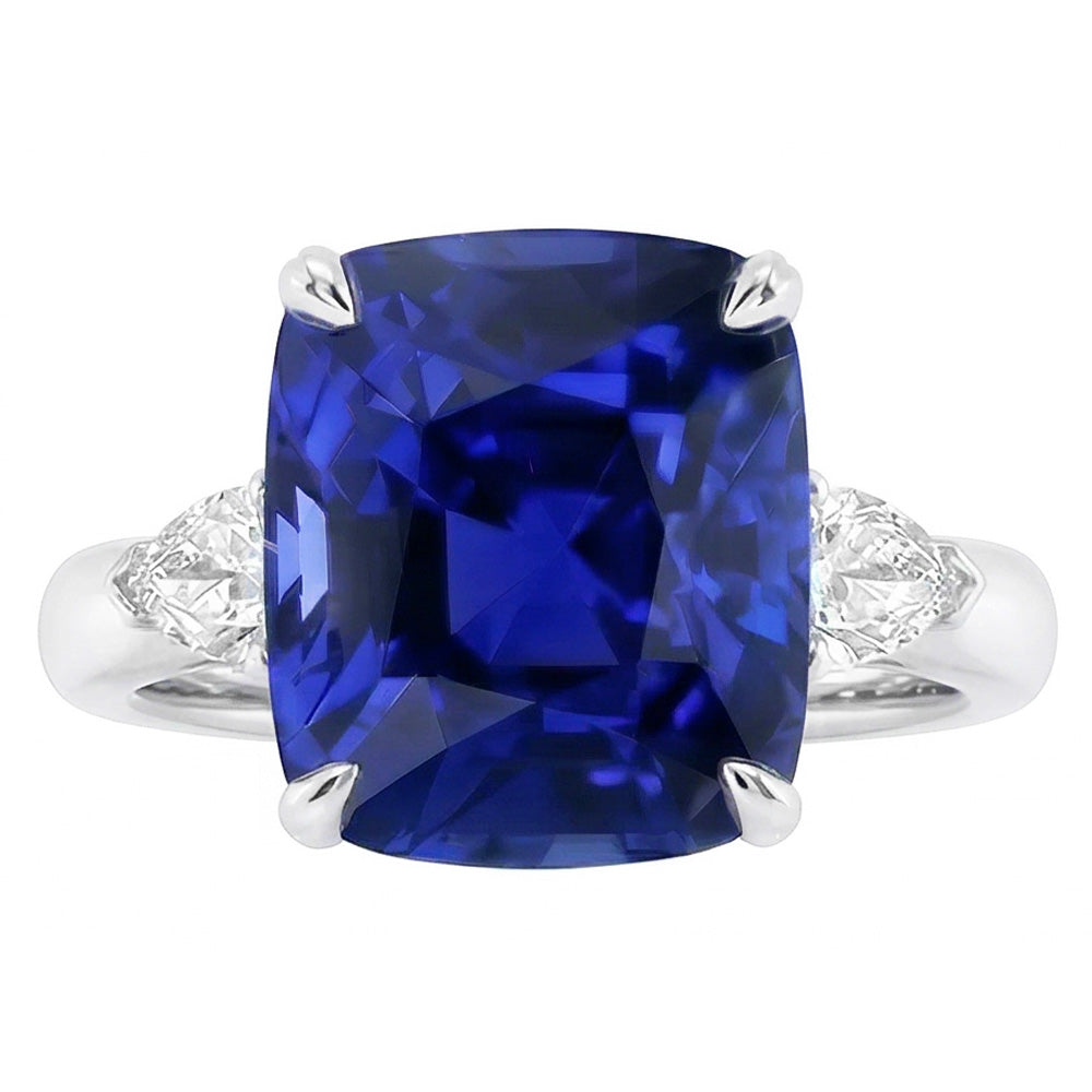 natural cushion sapphire 4ct ring side angle