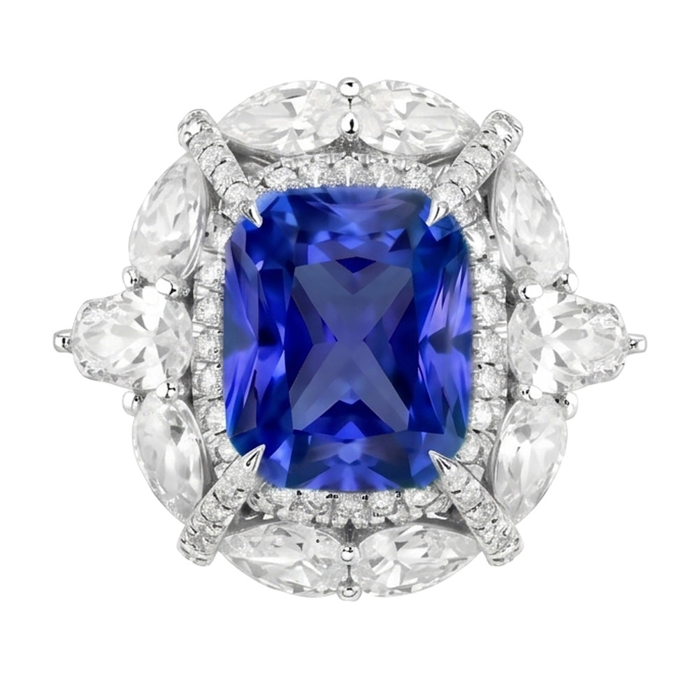 Natural Sapphire Ring 4ct - White Gold 14K