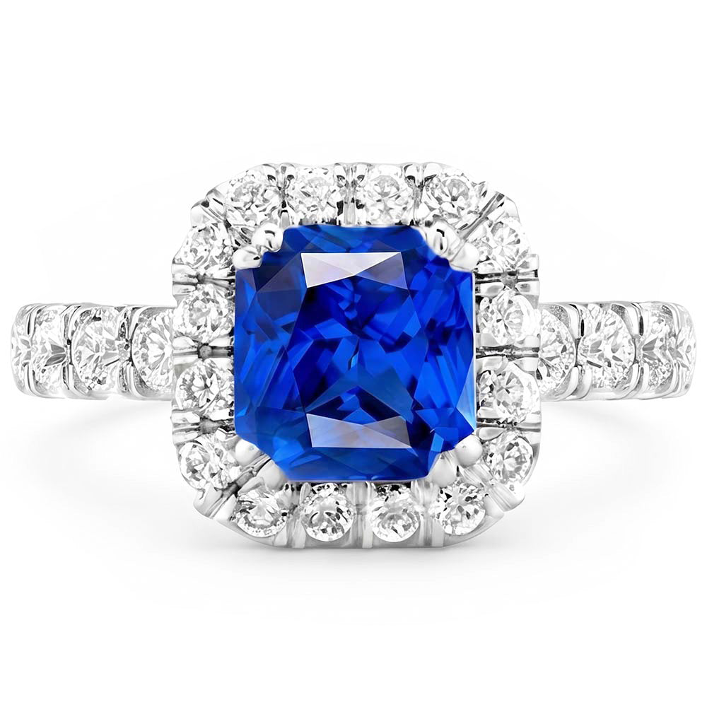 Natural Sapphire Ring 4ct - White Gold 14K