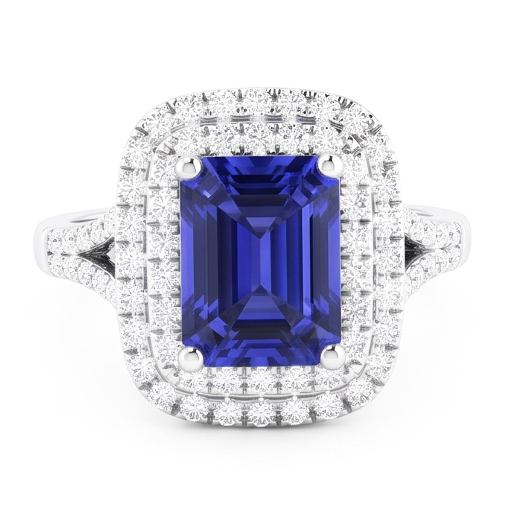 Natural Sapphire Ring 4ct - White Gold 14K