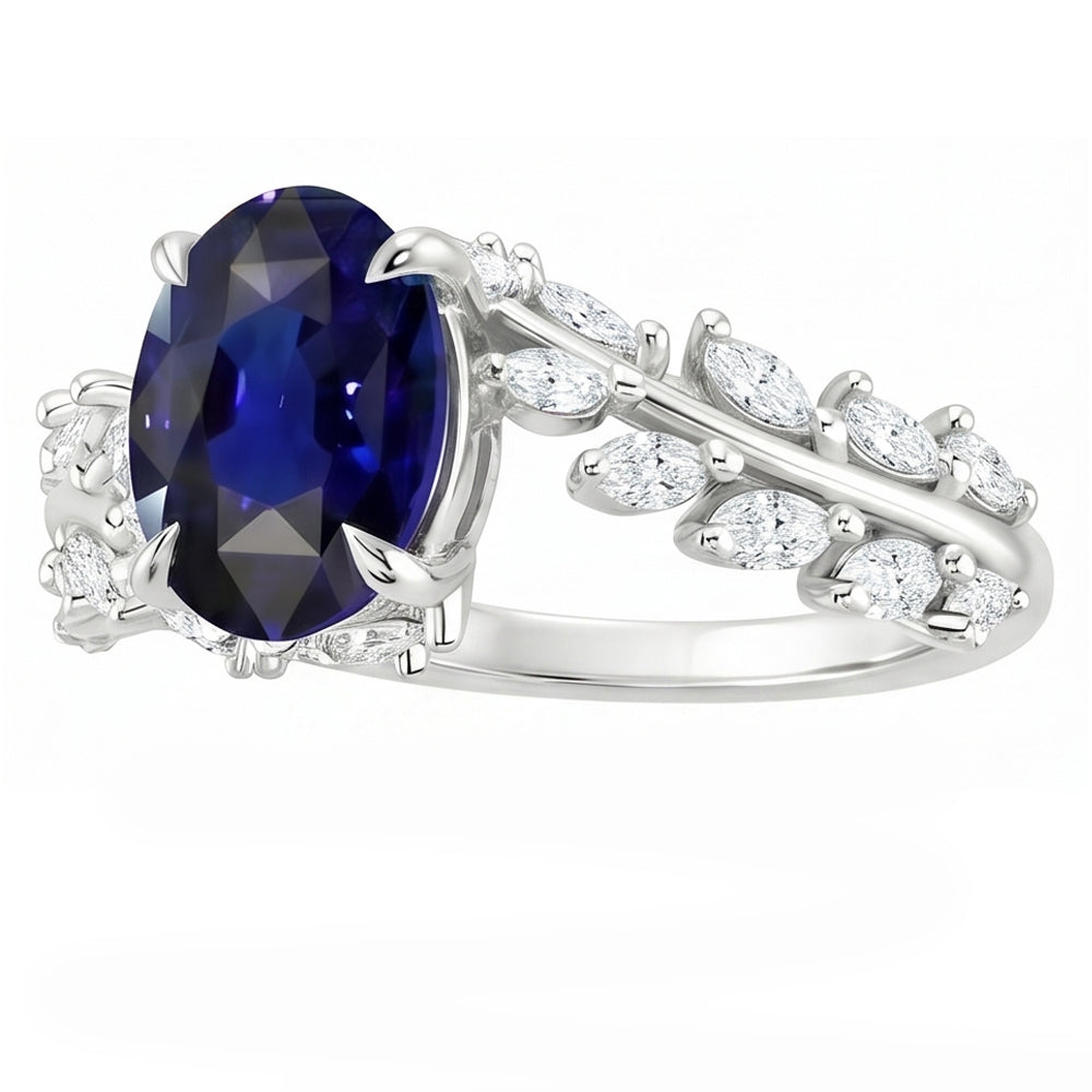 Natural Sapphire Ring 4ct - White Gold 14K