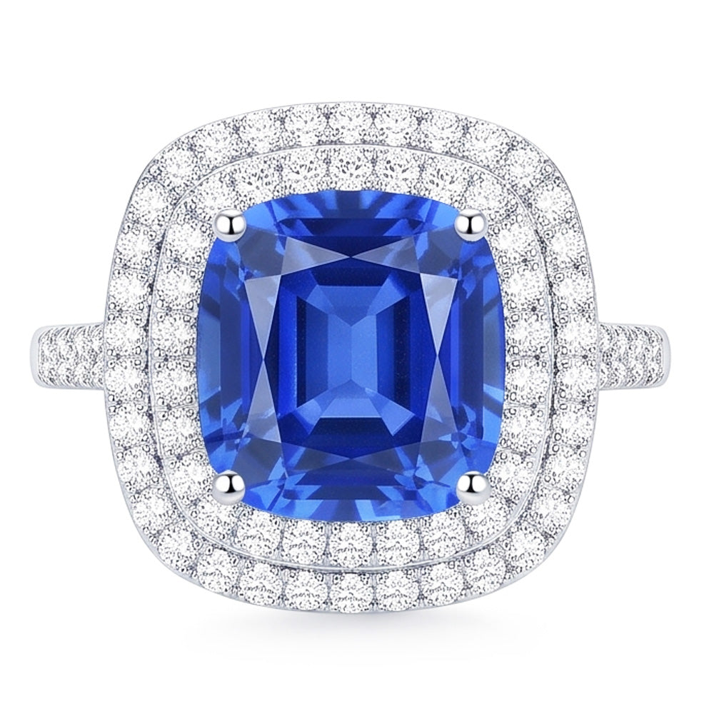 Natural Sapphire Ring 4ct - White Gold 14K