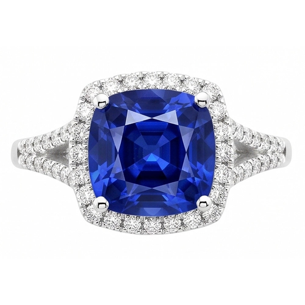 Natural Sapphire Ring 4ct - White Gold 14K