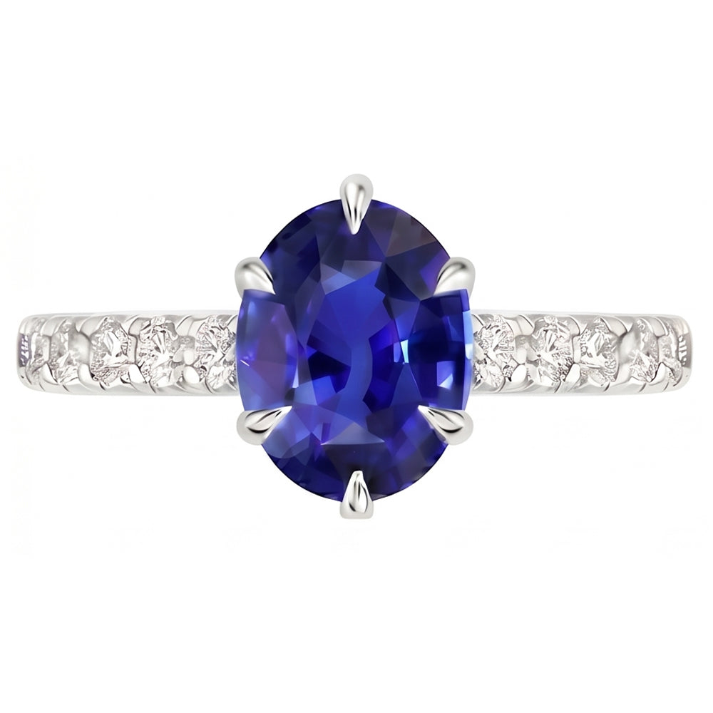 Natural Sapphire Ring 4ct - White Gold 14K