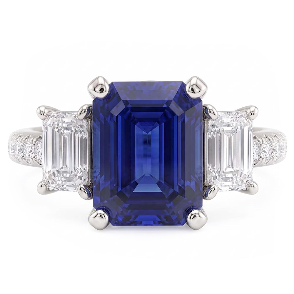 Natural Sapphire Ring 4ct - White Gold 14K