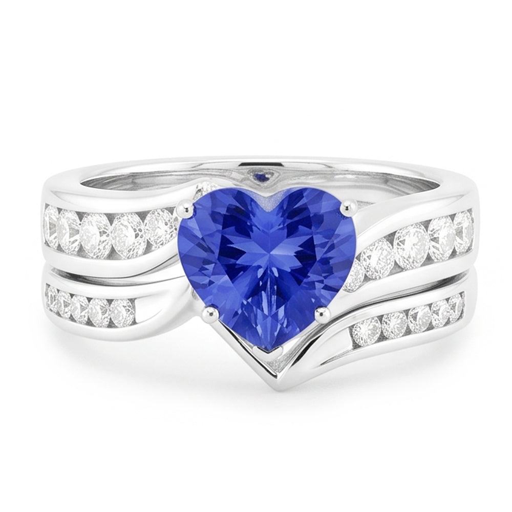 Natural Sapphire Ring 4ct - White Gold 14K