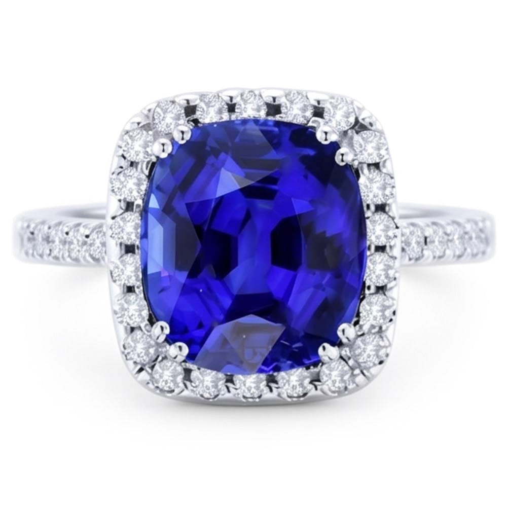 Natural Sapphire Ring 4ct - White Gold 14K