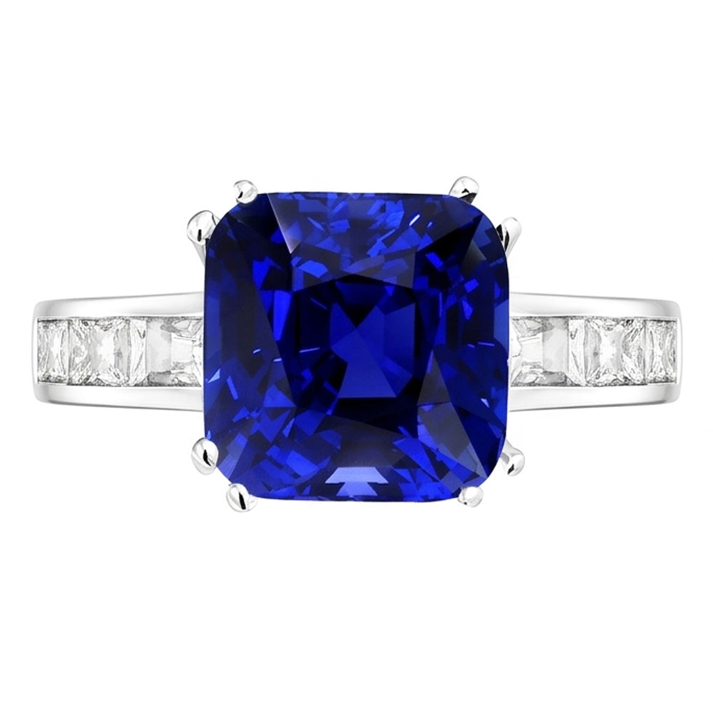 Natural Sapphire Ring 4ct - White Gold 14K