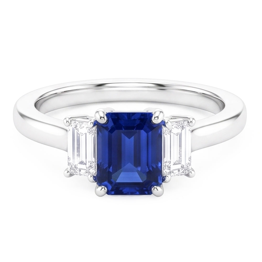 Natural Sapphire Ring 4ct - White Gold 14K