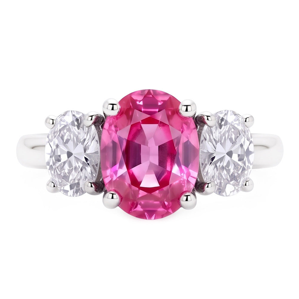 Natural Sapphire Ring 4ct - White Gold 14K