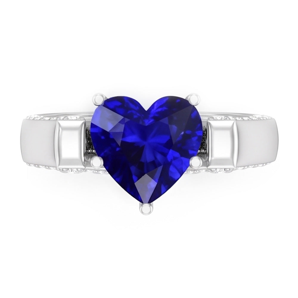 Natural Sapphire Ring 4ct - White Gold 14K