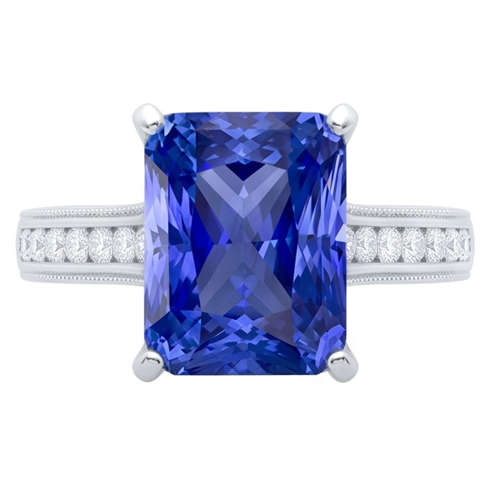 Natural Sapphire Ring 4ct - White Gold 14K
