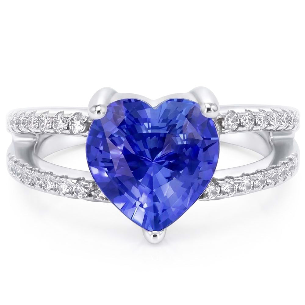 Natural Sapphire Ring 4ct - White Gold 14K