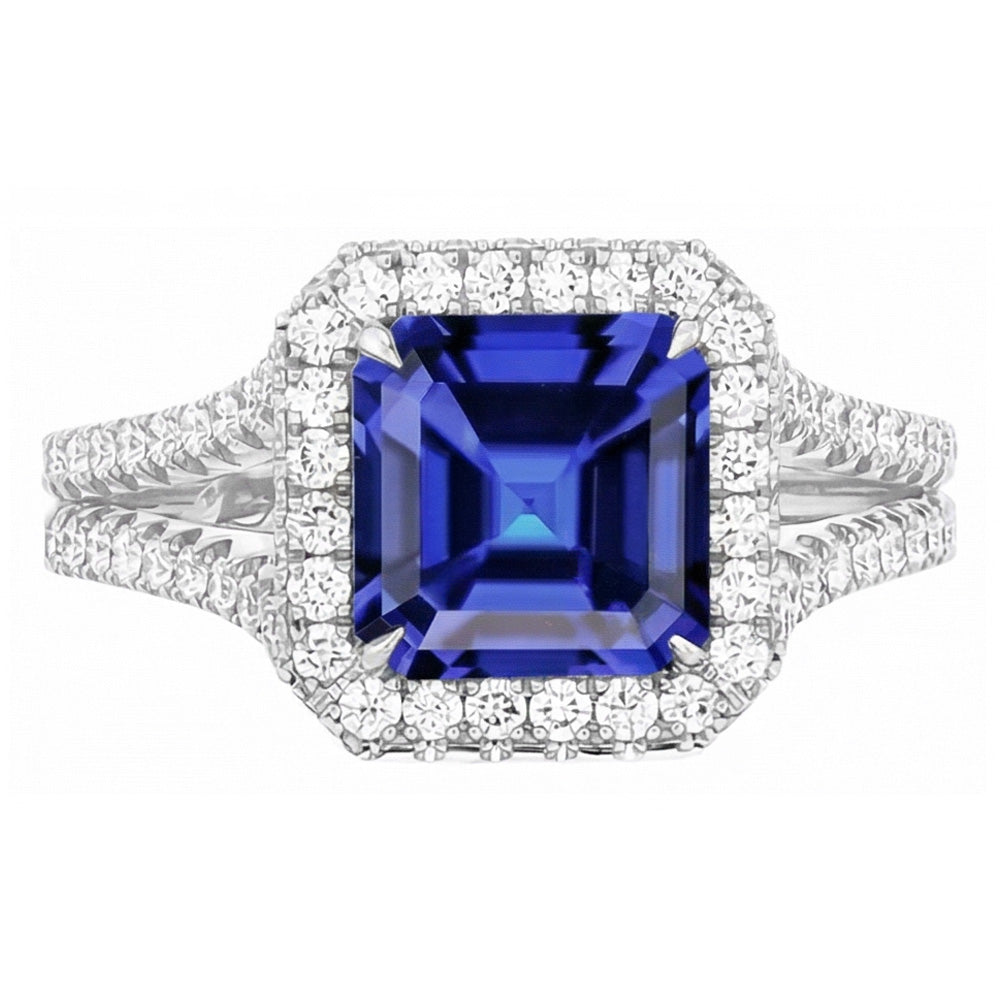 Natural Sapphire Ring 4ct - White Gold 14K