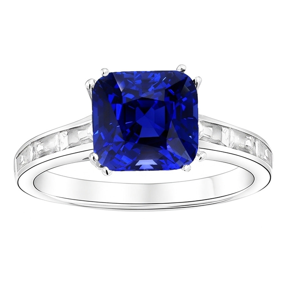 Natural Sapphire Ring 4ct - White Gold 14K