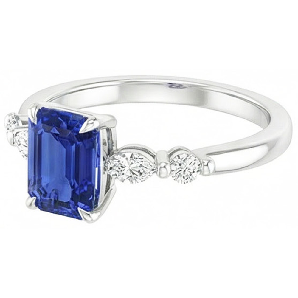 Natural Sapphire Ring 4ct - White Gold 14K