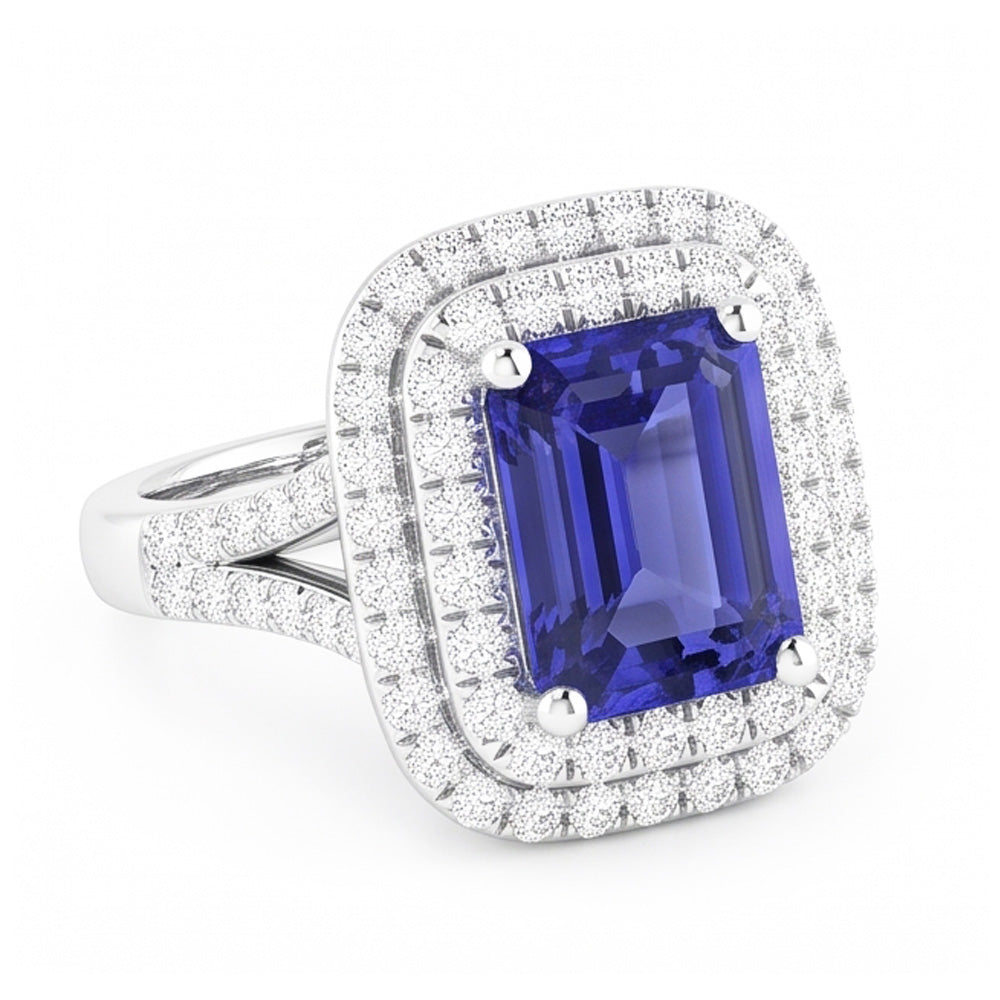 Natural Sapphire Ring 4ct - White Gold 14K