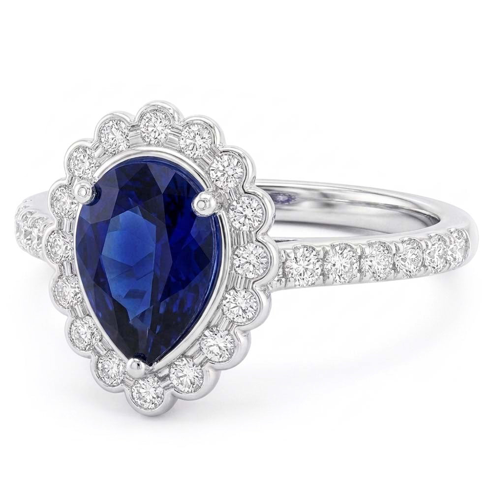Natural Sapphire Ring 4ct - White Gold 14K