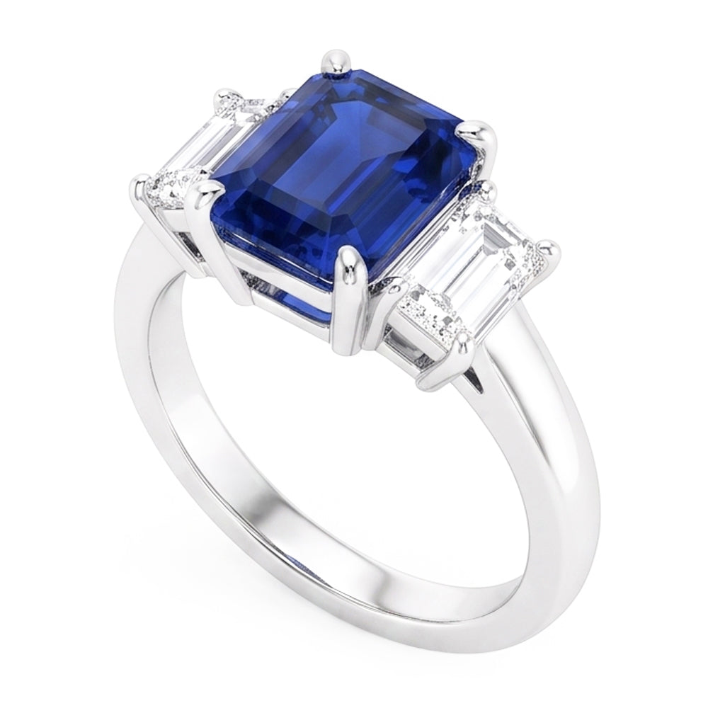 Natural Sapphire Ring 4ct - White Gold 14K