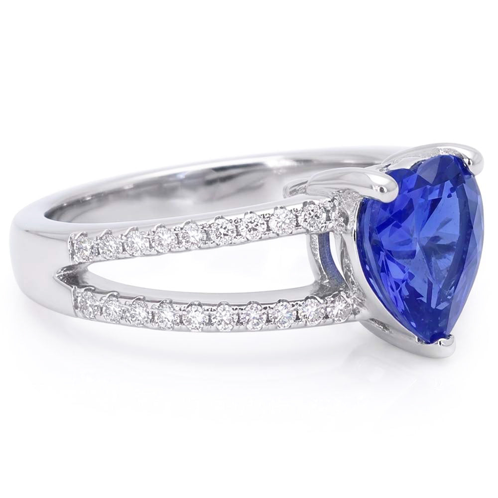 Natural Sapphire Ring 4ct - White Gold 14K