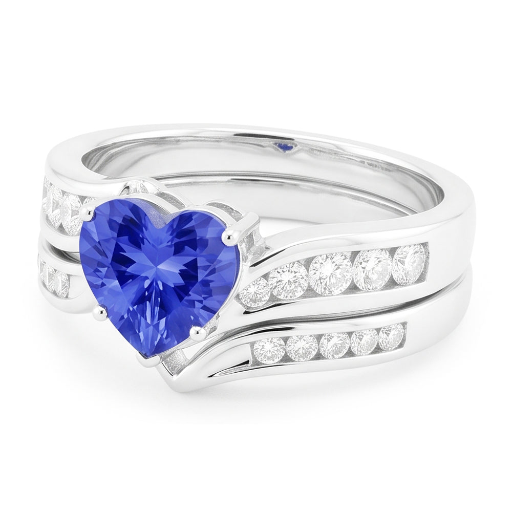 Natural Sapphire Ring 4ct - White Gold 14K